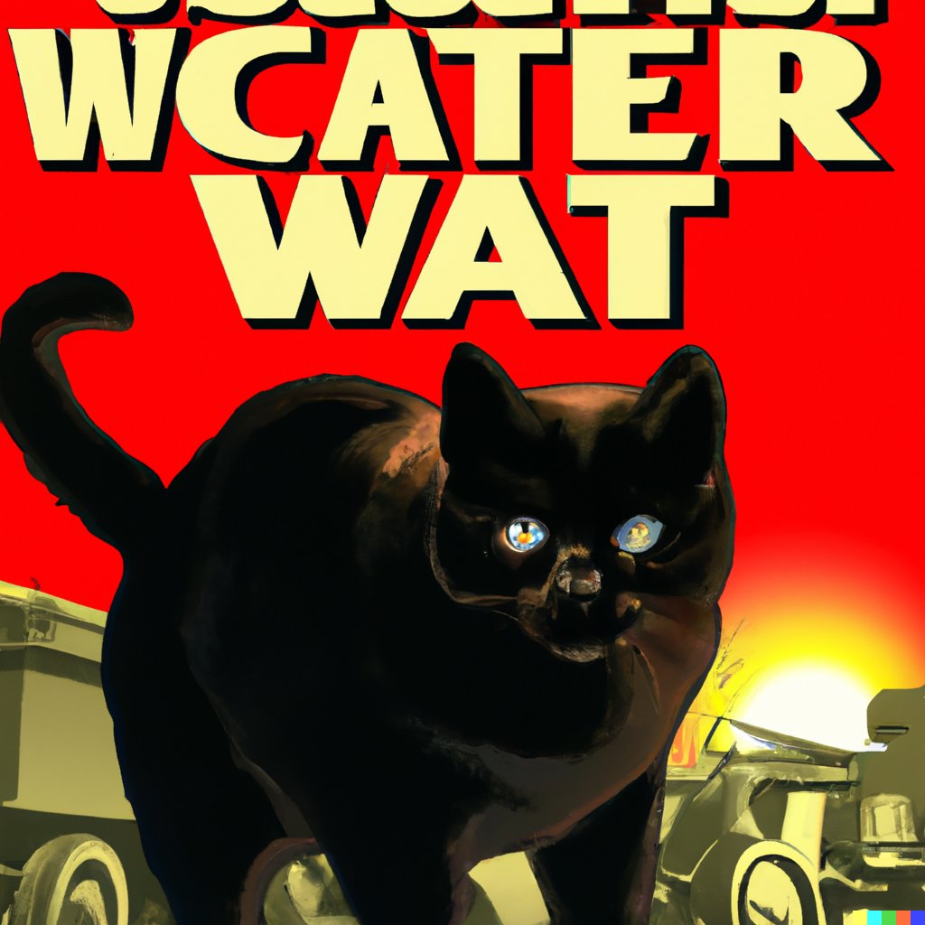 SustoFelix's tweet photo. So I was playing with AI and decided to ask it to make black cat in soviet style propaganda poster with tanks and planes. Not bad, I kinda like these. https://t.co/WyJ6zLLyXJ
