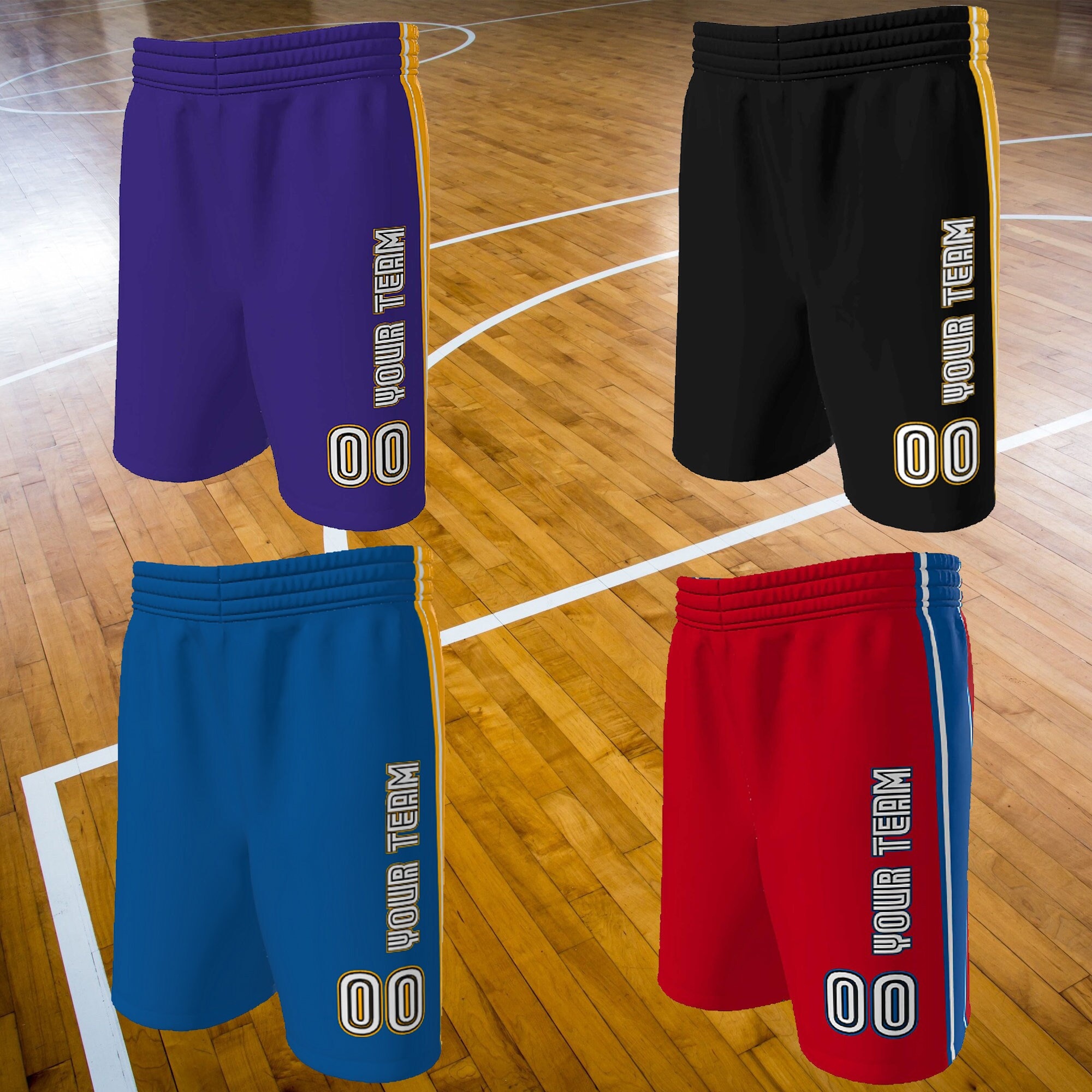 HKsportswear Custom Basketball Jerseys - Old English Old School Style - Order Custom Shorts for A Complete Uniform - Team Name, Player Name & Numbers