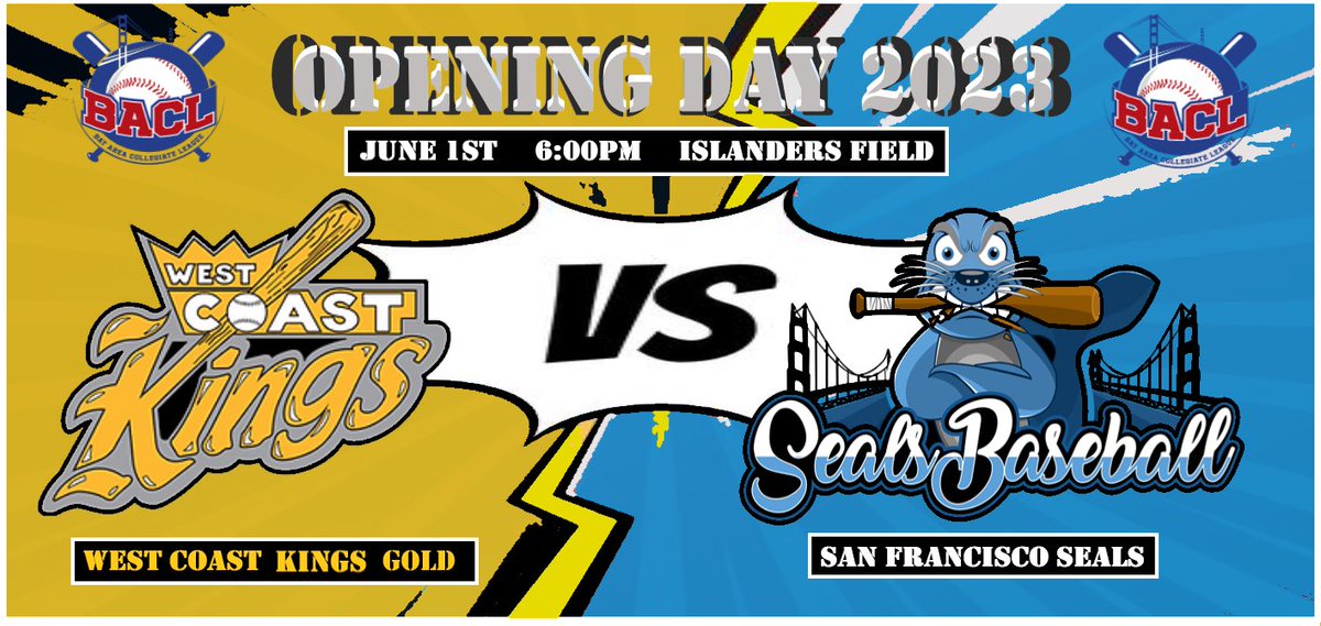 WestCoastKings⚾️ (@west_coastkings) on Twitter photo Exactly one week away before 👑 Kings Gold kick off the 2023 <a href="/BACLBaseball/">Bay Area Collegiate League</a> season where we’ll face off against the 🦭<a href="/SealsBaseball/">San Francisco Seals</a> at Islanders Field Exactly one week away before 👑 Kings Gold kick off the 2023 <a href="/BACLBaseball/">Bay Area Collegiate League</a> season where we’ll face off against the 🦭<a href="/SealsBaseball/">San Francisco Seals</a> at Islanders Field