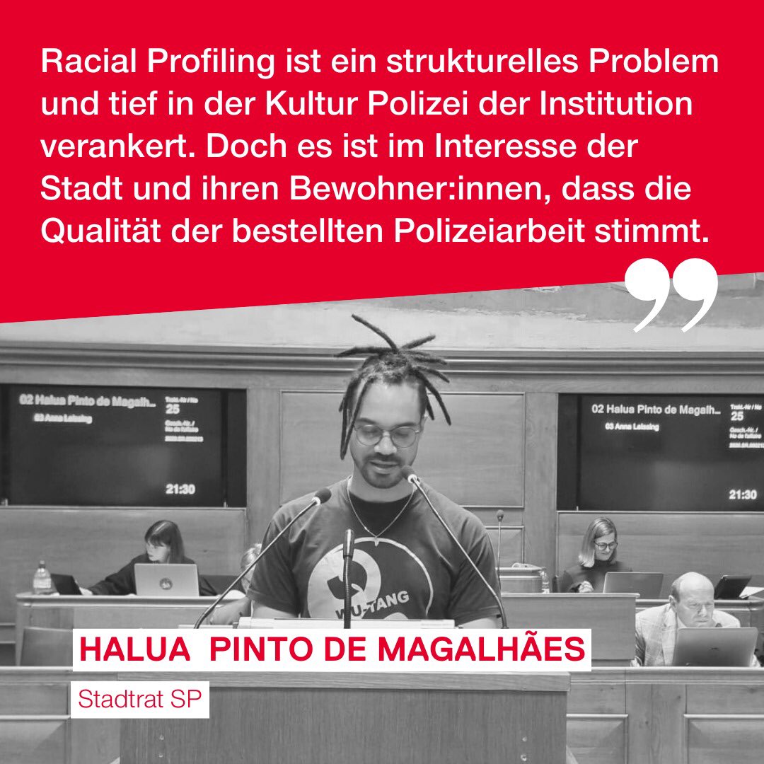 Rassistische Polizeikontrollen sind eine Realität für viele Bewohnende der Stadt Bern. Trotzdem wollen weder die Kantonspolizei noch die kantonale Politik dies als institutionelles Problemen anerkennen. Aus diesem Grund braucht es eine unabhängige Evaluation. @halua_pinto