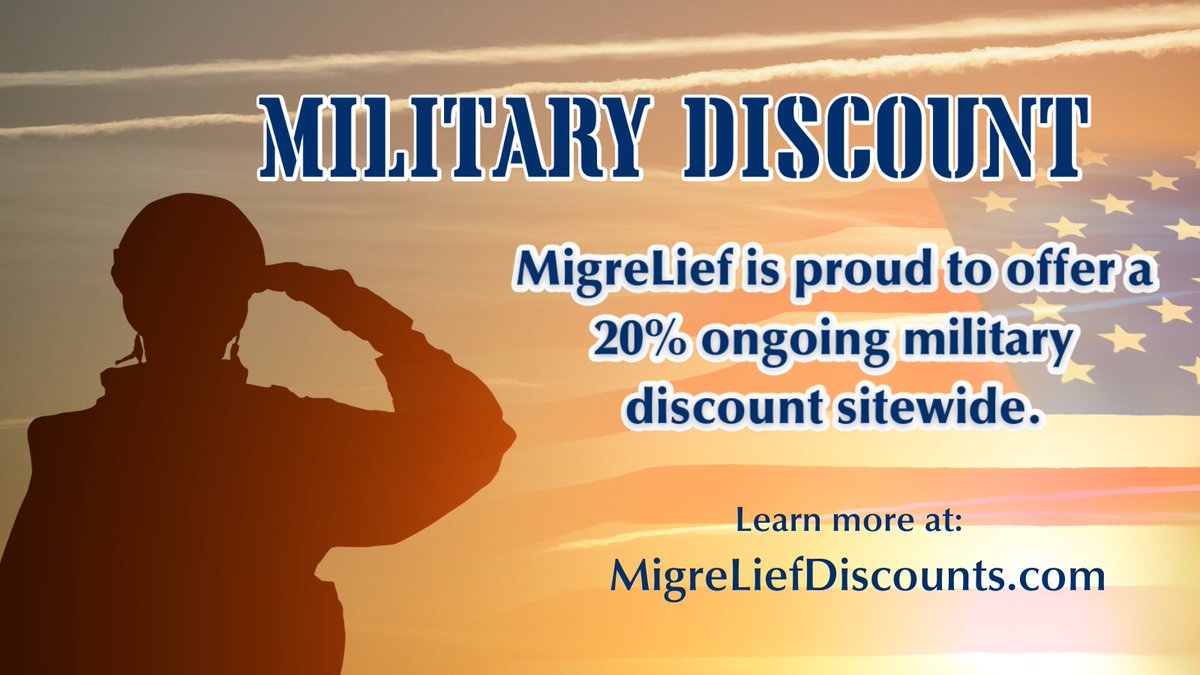 MigreLief military discount offered sitewide at MigreLief.com for #MigreLief migraine supplements or any Akeso Health Sciences condition-specific nutritional supplements- 20% OFF every day. bit.ly/3q1Py0A Learn more at MigreLiefDiscounts.com

#militarydiscount…