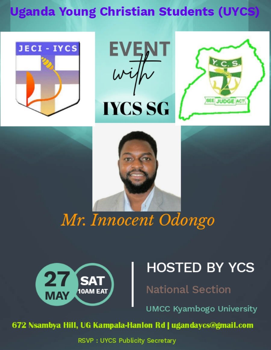 Dear Youths of Uganda,
A message from International YCS Office <a href="/iycsjeci/">International Young Catholic Students</a>  comes to us 🤗 2 Corinthians 1:5
Welcome <a href="/IYCSJECI_SG/">Innocent Odongo</a> 
Host Chaplain Rev. Fr. Dr. John Bosco Ssetumba. 🙏🙏🙏
"Christ is alive in you and me"