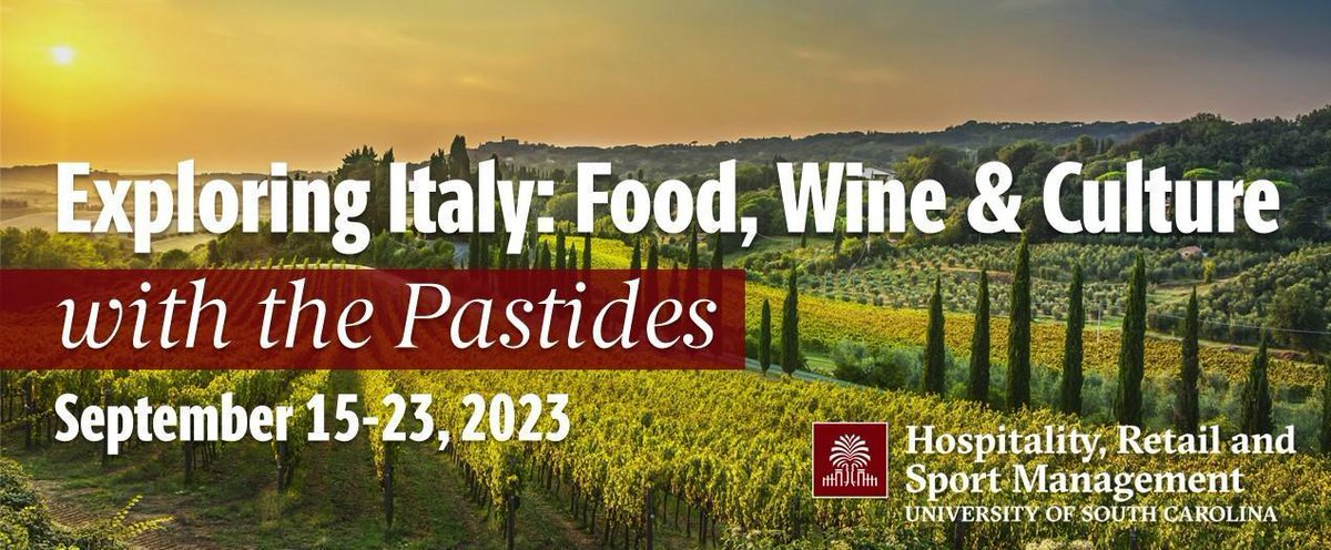 UofSC_HRSM's tweet photo. Limited spots are filling up fast! Grab your chance to explore Italy with @kedwardstweet and Sandy Strick as your guides and @HarrisPastides and @PMoorePastides as your traveling companions! Click for more details: https://t.co/AK4HCSJWhb #USCHRSM #Italy https://t.co/kKJgstIF1z