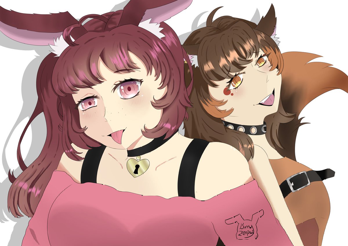 BunnyZenpai's tweet photo. Finally done!
Me and @yuukokeke_  Oc's ❤️ 
σ(￣∇￣;) 

#digitalart #ocs #originalcharacter  #originalcharacterart #bunnygirl #foxgirl #ArtistOnTwitter https://t.co/W8ibbY816T