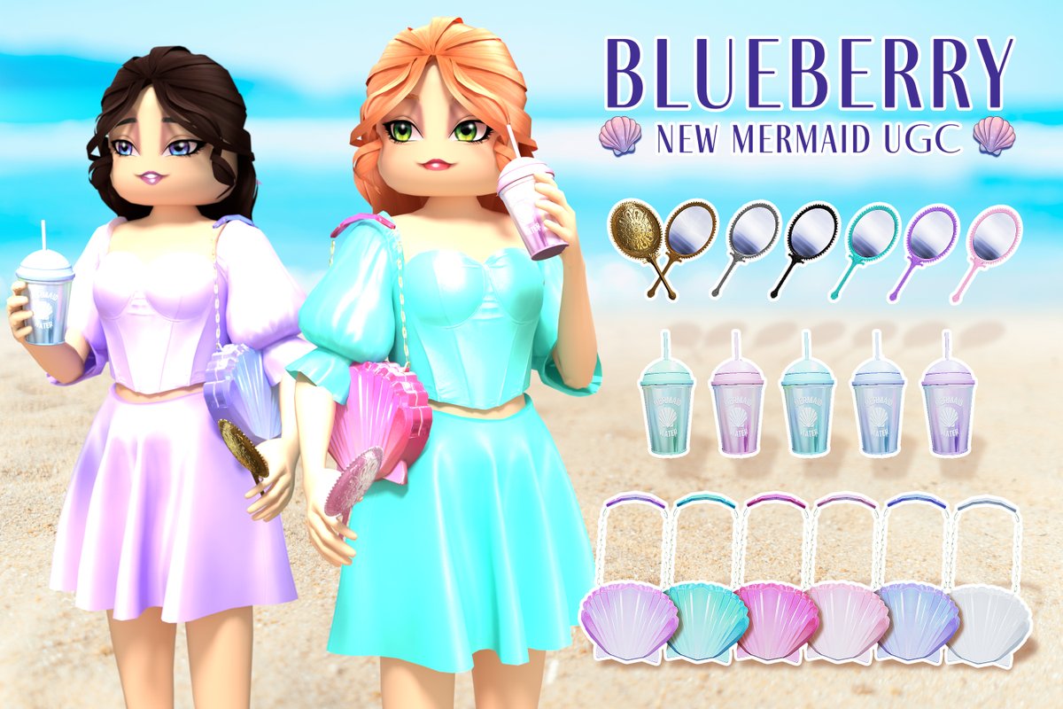 WearBlueberry's tweet image. ✨NEW DROP✨ MerMay isn't over just yet! We're back with more dazzling mermaid accessories for your avatar 🧜♀️
Shop new shell purses, handheld mirrors & more from Blueberry! #roblox #robloxfashion #robloxstyle #ugc