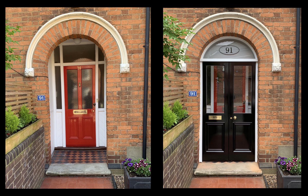 Porch doors in keeping with the front door and Victorian property - making it more secure, providing sound insulation and a warmer home. 𝖧and made in our workshop just a few hundred yards away😀#bespokejoinery #bespokedoors #handmade #bedford #porchdoors