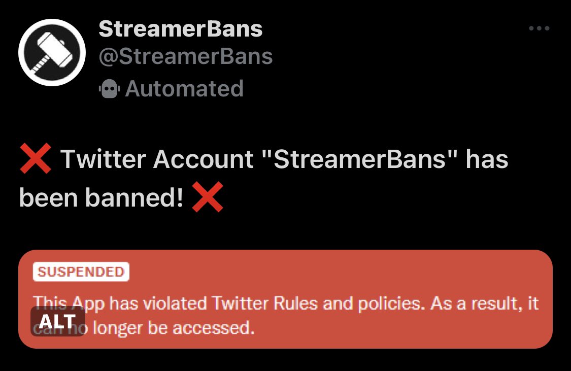 Dexerto on Twitter "Twitter account Streamer Bans has been suspended
