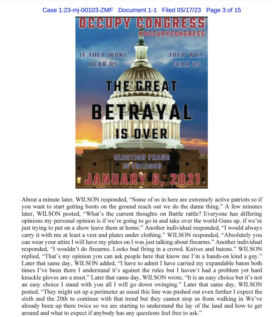 An interesting new #J6 case against Daniel Edwin Wilson was just unsealed. Highlighted in his statement of facts is his leadership of a group called the 'Coalition of the Unknown' and all the advance planning they did to 'occupy congress' on J6. storage.courtlistener.com/recap/gov.usco…
