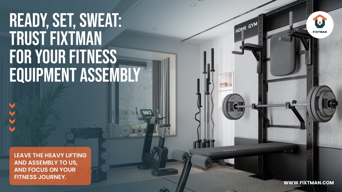fixtman's tweet image. Don&apos;t let a box of unassembled equipment get you down. Book FixTman and wave goodbye to frustration. We&apos;ll have you up and running in no time! 🏃‍♀️🔩 #FixTman #SayNoToFrustration #FastAssembly