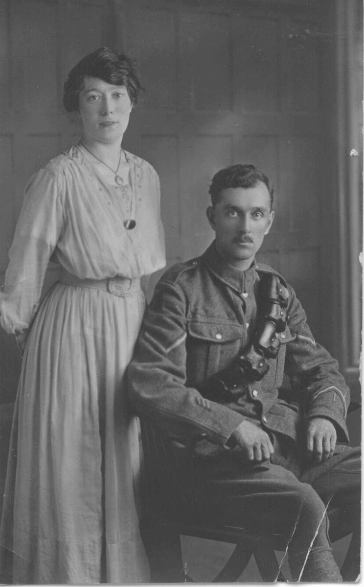 andyj_perry's tweet image. Another incredible colourisation by @colour_history 

These are my Grandparents - photo c1918/1919 I reckon.

My Grandfather in Army uniform having served in the Royal Garrison Artillery in WWI.

#colourisation #photo #familyphotos