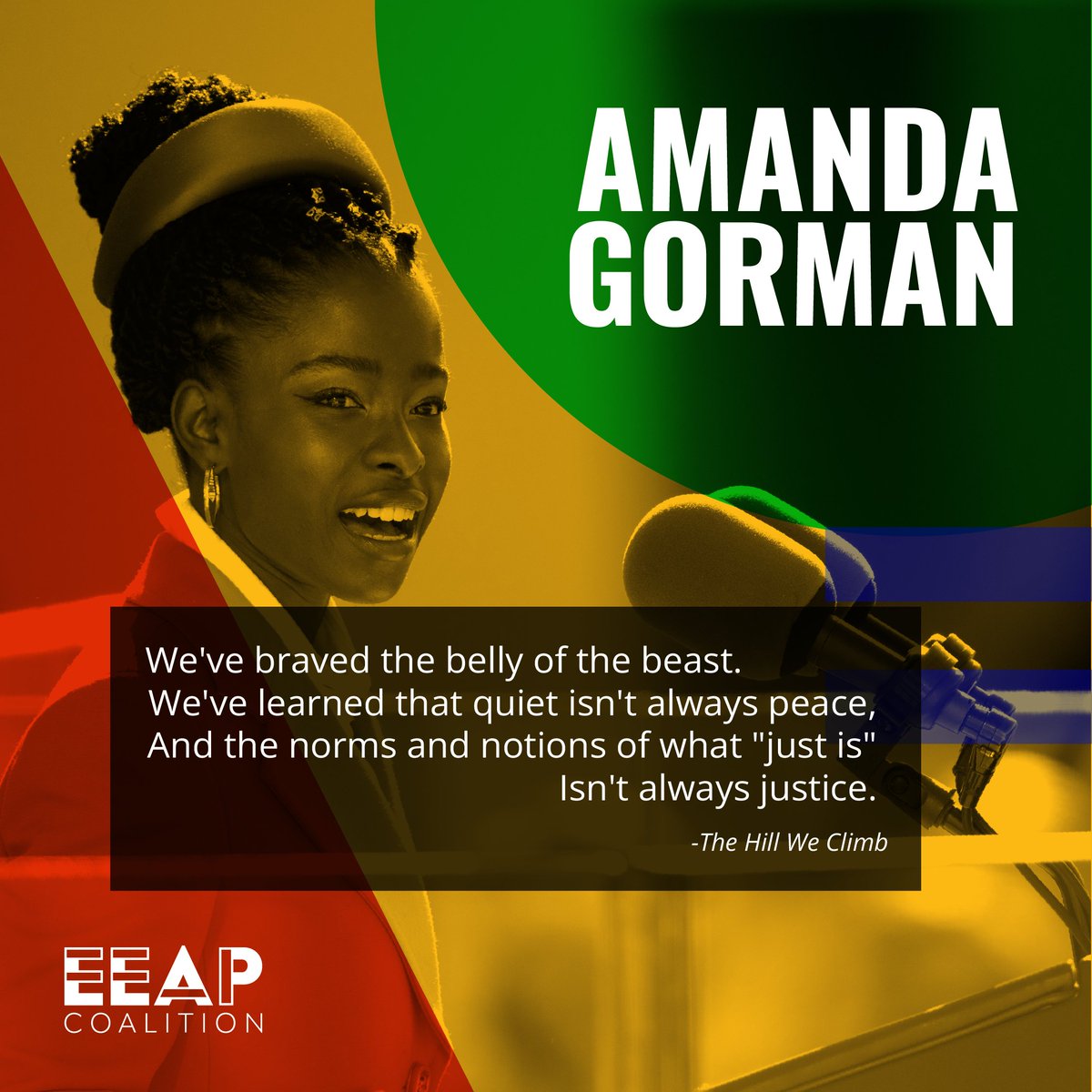 To push back against book bans like Amanda's, we will be distributing books from Black + brown authors in all 5 boroughs for the "Black Studies: An Education for Me + You Bookmobile".

To learn more, check out the link in our bio.
#AmandaGorman #DefendBooks #BlackStudies #EEAPC
