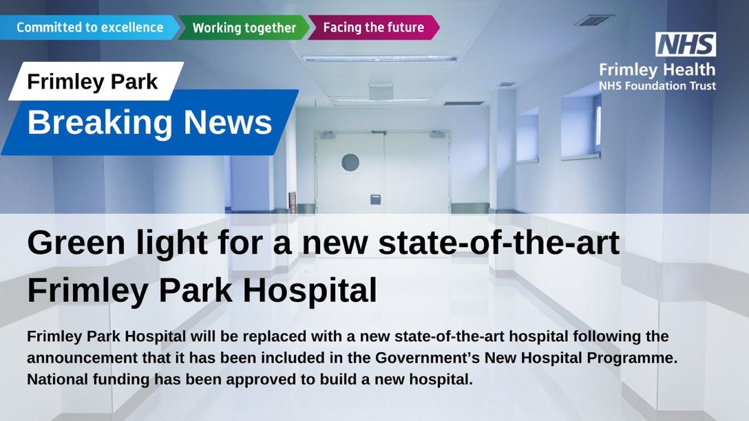 Fantastic news for everyone working for and being cared by Frimley Park…so excited!