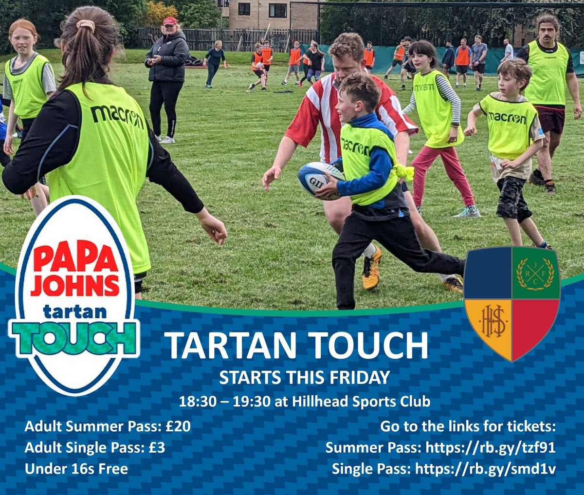 A reminder that Tartan Touch starts tomorrow evening, kicking off at 6.30pm!

See our website for all the details: 
hjrfc.com/community/papa…