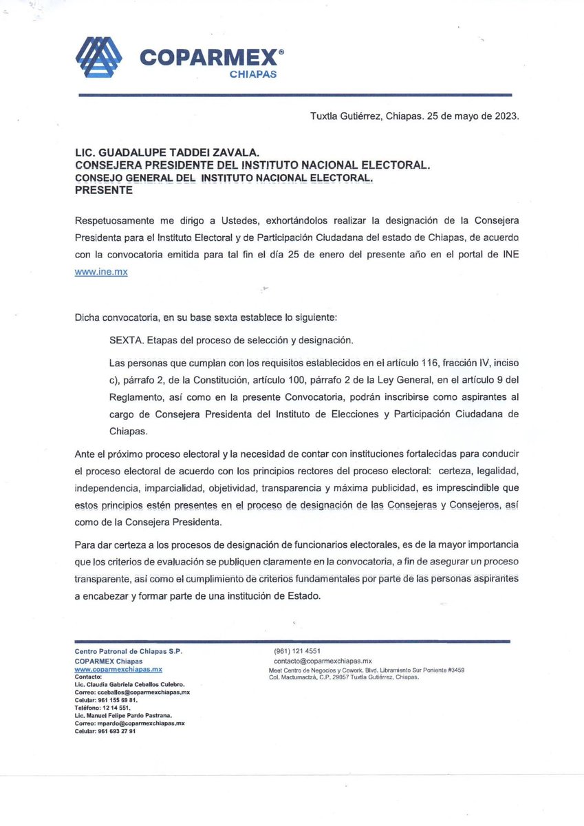 GabyCoutino's tweet image. La @Coparmex #Chiapas @coparmexchs exige la inmediata designación de la Consejera Presidenta @IEPCChiapas. Los empresarios locales dicen que dar claridad al proceso de designación del #OPLE local fortalece a las instituciones. Solicita que el mecanismo sea transparente @INEMexico