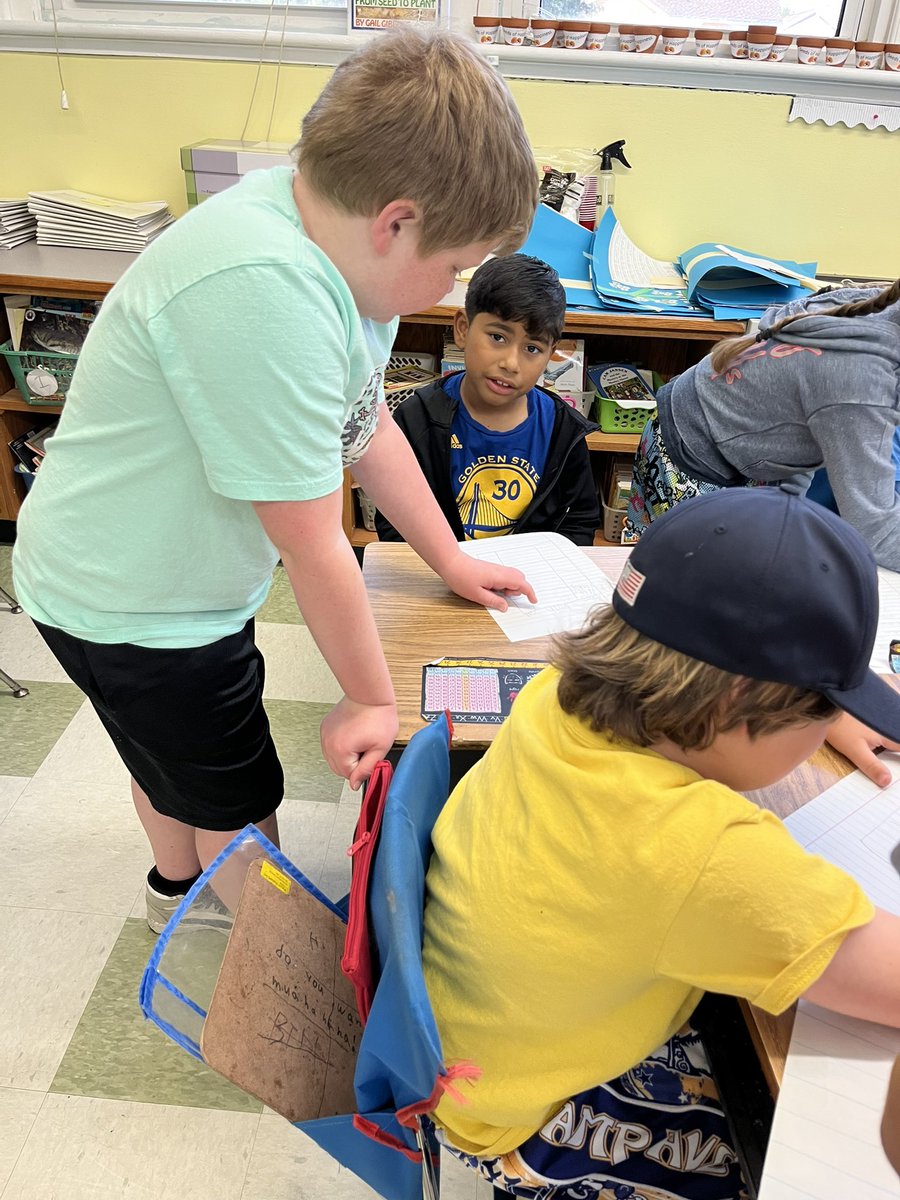 rothmancamp's tweet photo. Great collaboration today among the fourth graders and second graders! Our fourth grade “teachers” leading poetry writing lessons ! @rothmancamp @CampAvePride https://t.co/9soGOkT10P