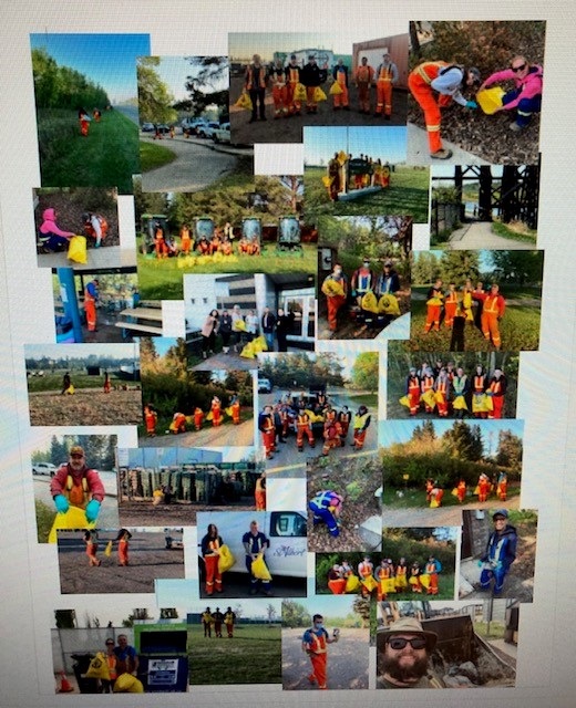 CathyHeron's tweet photo. Super proud of our staff at the city. They participated in the 15 To Clean challenge last week and picked up litter along the river by city hall.
I challenge all residents of St. Albert to take a 15 minute walk and fill a bag of litter.
#15toclean https://t.co/c442o5souw