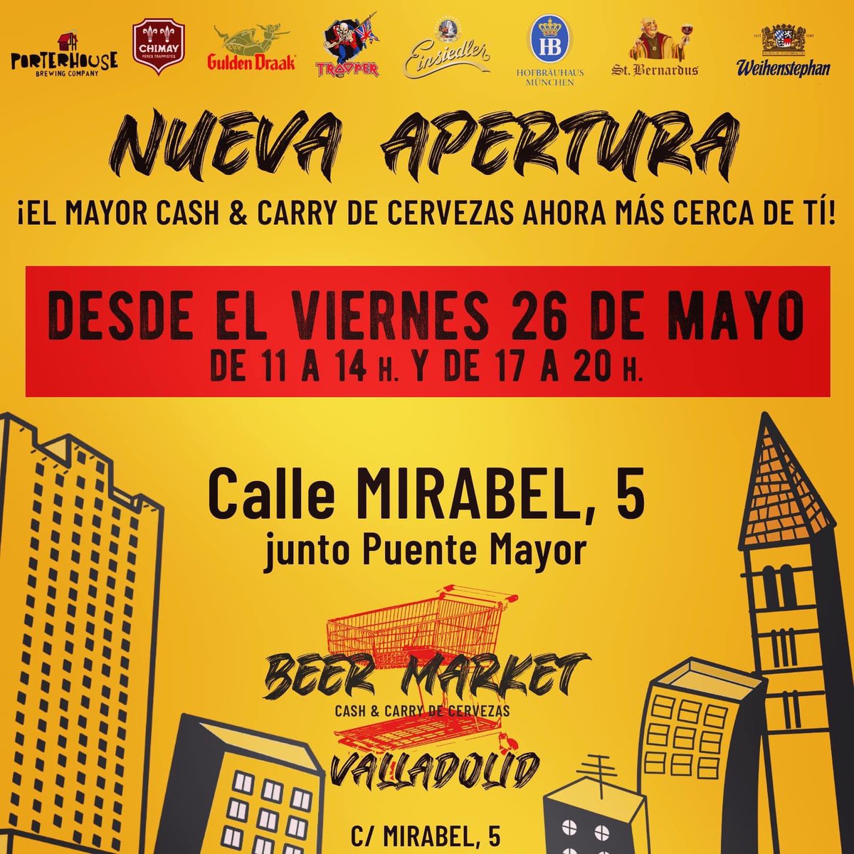 Rubengzamora's tweet photo. Pues mañana ya abriría @BeerMarketVa @Disbeer_ en nuevo lugar , más cerca de donde estaba antes ( polígono) , mucha variedad de cervezas artesanales, belgas , alemanas etc , en calle Mirabel , al lado de puente mayor , mucha suerte 🍀 #Valladolid https://t.co/CcJQmeCdRJ