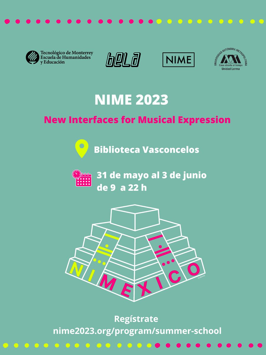ehecdmx's tweet photo. Te invitamos a ser parte de NIME 2023. Del 31 de mayo al 3 de junio en la @VSCLS
Regístrate👇
https://t.co/SY9a3lsW5i
@EHETecdeMty @ITESMCEM @Tec_CSF @TECcampusCHS @Tec_CCM #nime2023 #musicalexpressions @lauammx https://t.co/Ohmr2QDSdY
