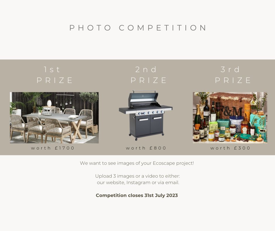 ecoscape_uk's tweet photo. PHOTO COMPETITION! 📸
Have you used Ecoscape in any of your projects? If so we would love to see.
Submit 3 images or a video of your Ecoscape project to either: our website, IG or by email to be in with a chance to win these amazing prizes.

More info: https://t.co/ApG8t2ekGz https://t.co/zZOxyzGURe