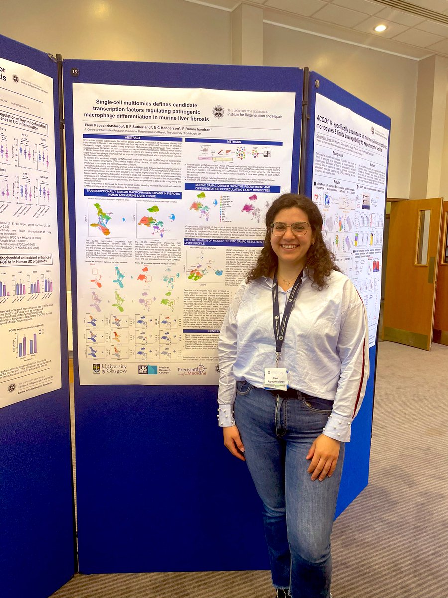 elenipapachri_'s tweet photo. Brilliant day of excellent talks and posters at the #IRRlaunch symposium, celebrating the launch of @EdinUni_IRR and presenting TFs that regulate pathogenic macrophage differentiation in liver fibrosis defined via single-cell multiomics analysis. @prakramacha https://t.co/BInZkpTQEo