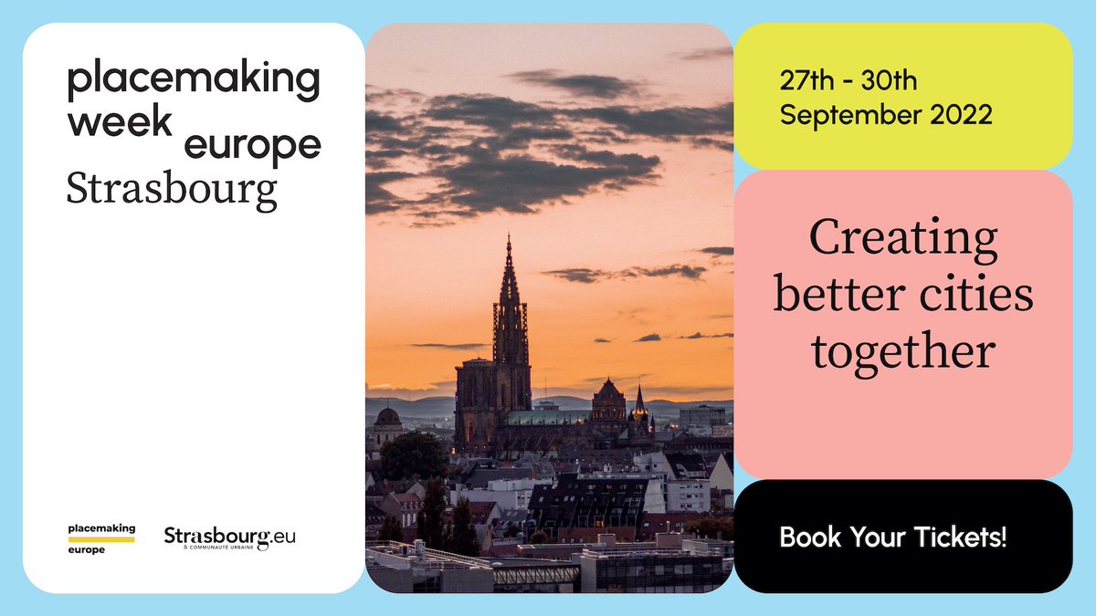 IT'S TIME!! 😍

Placemakers, we are happy to share that Placemaking Week Europe 2023 will take place in Strasbourg, France!

Submit your proposal for the programme! The deadline is June 23.

Buy your tickets here: lnkd.in/eWVynFbH. Early bird pricing ends July 1!