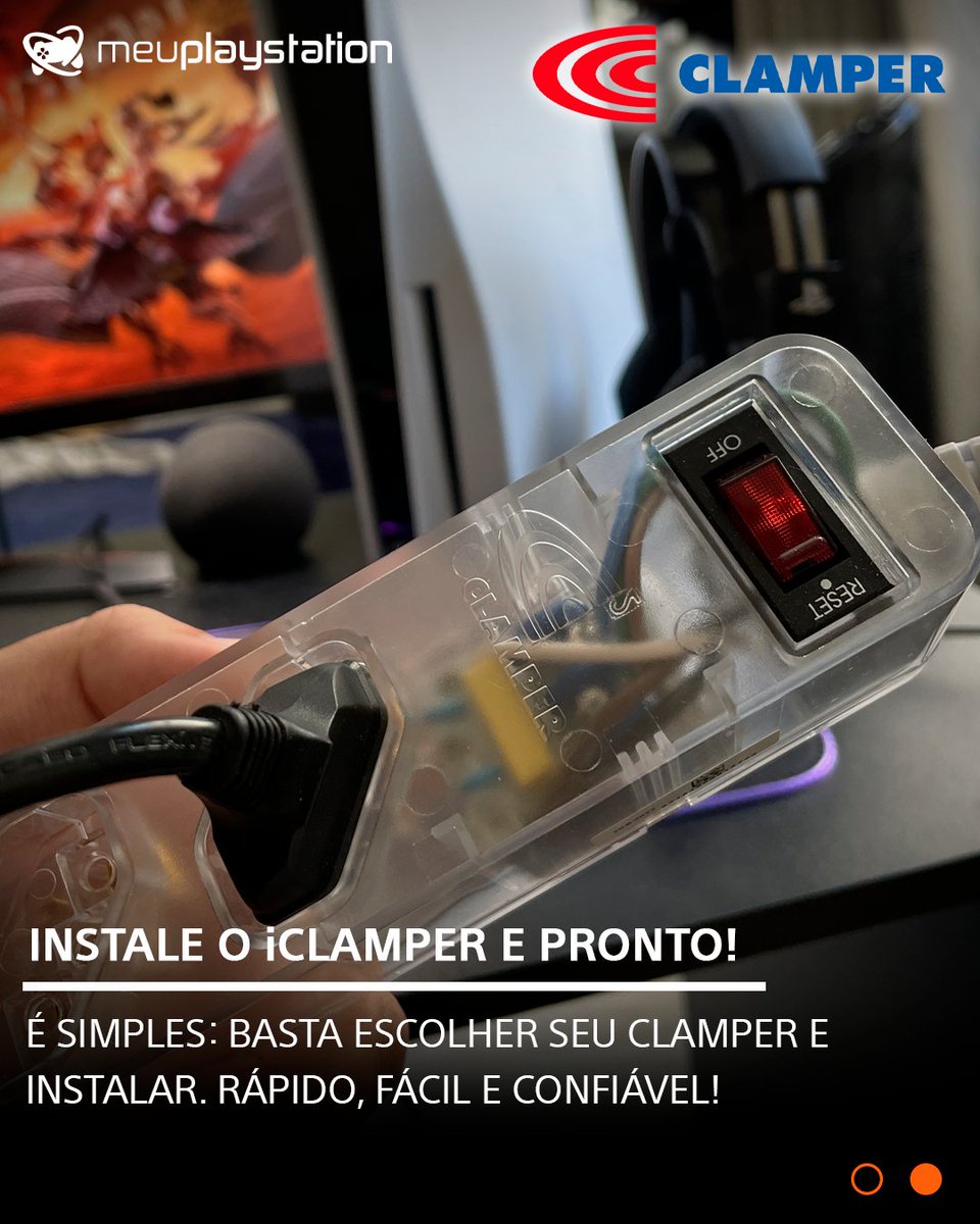 meuplaystation's tweet photo. Não tem segredo! Pra ter a melhor proteção no seu setup gamer é simples: basta escolher seu iCLAMPER, plugá-lo na tomada e seus equipamentos nele.
E essa semana a linha iCLAMPER está com até 40% de desconto.
Aproveite >>> https://t.co/Yx9lw6qqYh
#publi #CLAMPER #iCLAMPER https://t.co/hbzF5jffmG