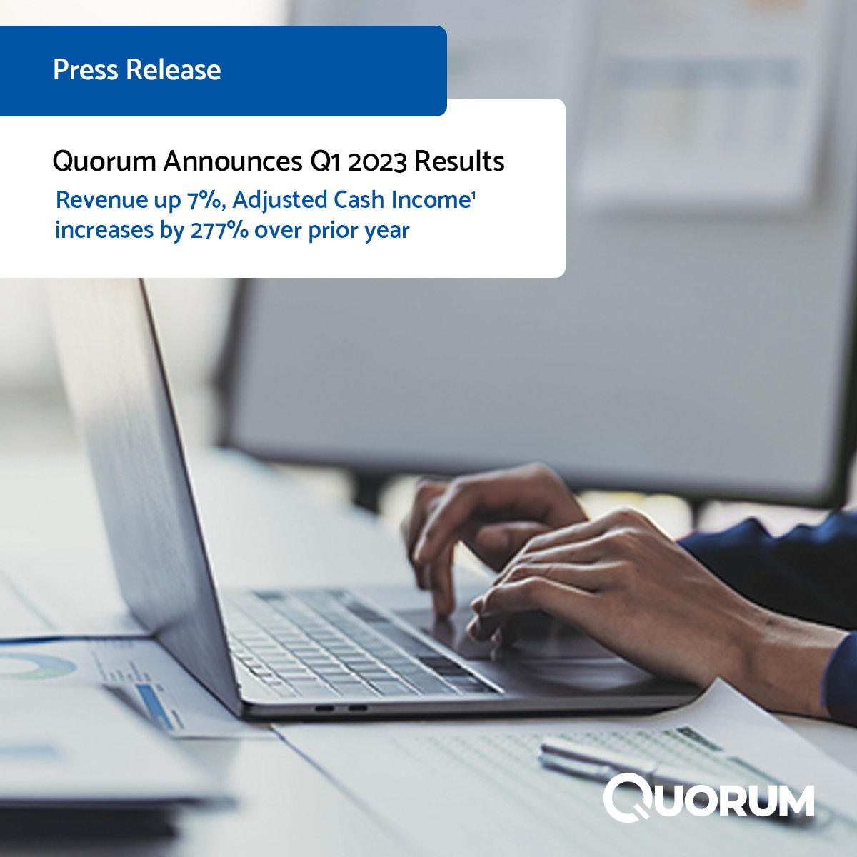 quorum_infotech's tweet photo. Quorum Announces Q1 2023 Results - Revenue up 7%, Adjusted Cash Income increases by 277% over prior year

For more information view our official press release here👇
https://t.co/yslDCWMAeJ

#cdntech #saas #tsxv https://t.co/555vJnKXyq