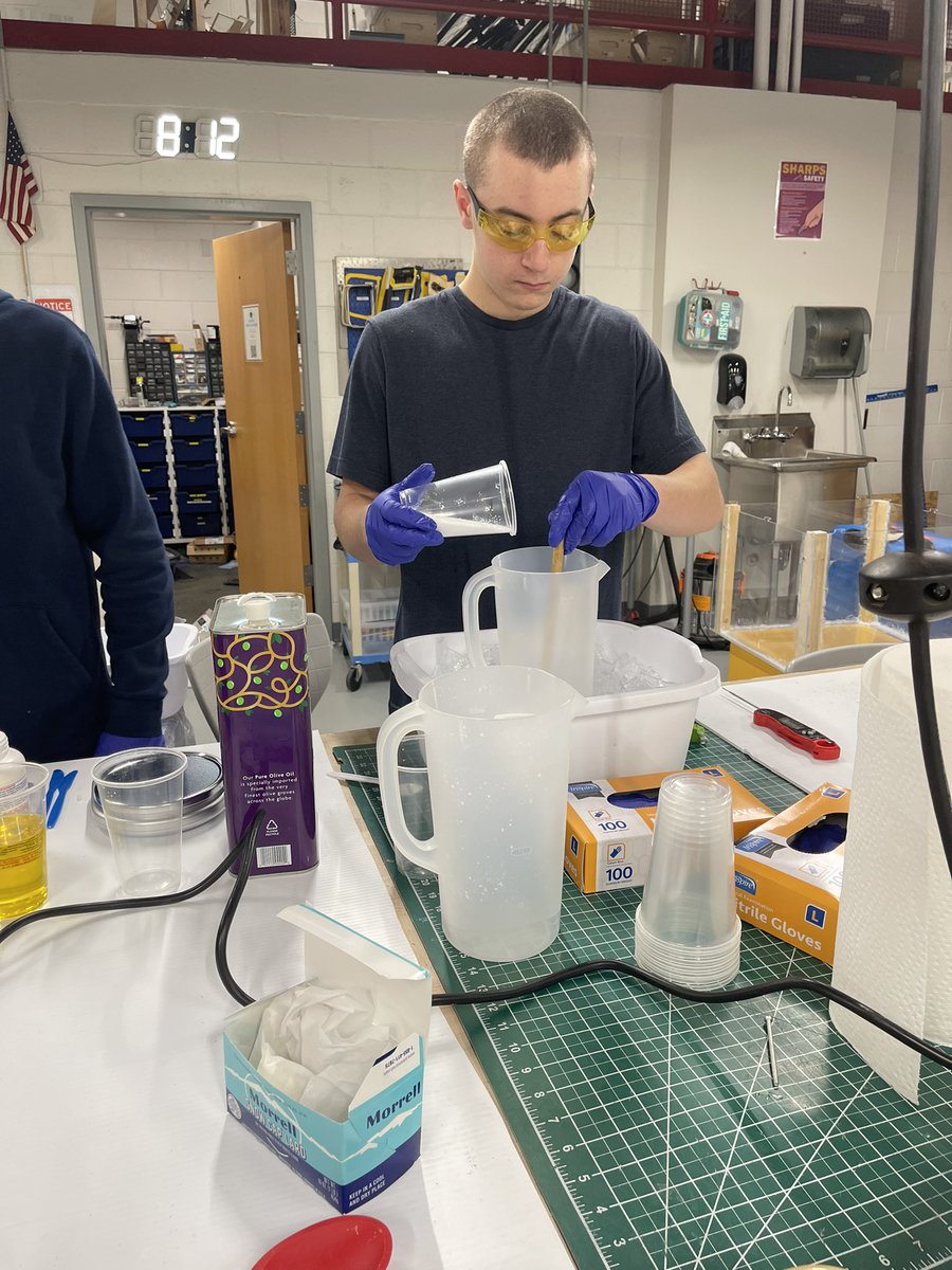 PackerEngineers's tweet image. EGR 2:  Chemical engineering the cold process of saponification (otherwise known as making soap)…each team develops a recipe and mold for 1000g of soap that is marketable @OfficialSHSPack @IWCSchools