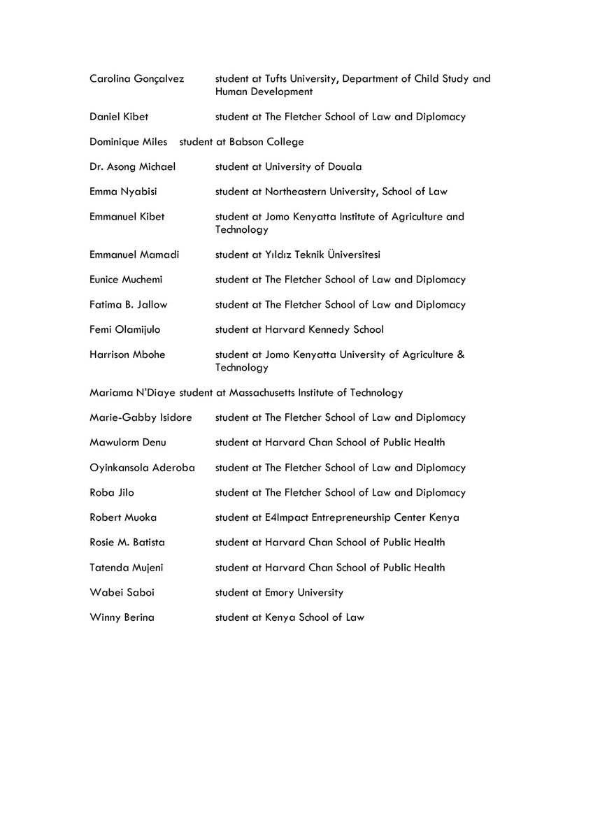 Chepkorir (Tapnyole) (@s_chepkorir) on Twitter photo A group of African students has come together to express its CONCERN about the war in #Sudan and how it has rendered educational and learning institutions inoperable. Please join us in sending this letter to:
<a href="/KagutaMuseveni/">Yoweri K Museveni</a>, AU PSC
<a href="/_AfricanUnion/">African Union</a>
@igadsecretariat
<a href="/WilliamsRuto/">William Samoei Ruto, PhD</a> A group of African students has come together to express its CONCERN about the war in #Sudan and how it has rendered educational and learning institutions inoperable. Please join us in sending this letter to:
<a href="/KagutaMuseveni/">Yoweri K Museveni</a>, AU PSC
<a href="/_AfricanUnion/">African Union</a>
@igadsecretariat
<a href="/WilliamsRuto/">William Samoei Ruto, PhD</a>