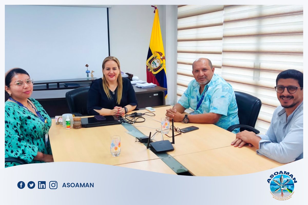 ASOAMAN1's tweet photo. Reunión con la Ing. Jessika Guadamud, presidenta de Autoridad Portuaria de Manta (APM) hablamos acerca de temas relacionados con el "Terminal Pesquero Nacional" entre otros.🤝✅
#ASOAMAN #APM #Reunión https://t.co/FfeTMw7HG9