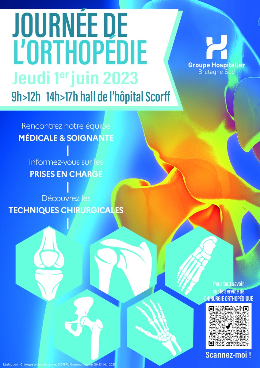 🗓️Agenda GHBS - L'équipe du service de Chirurgie Orthopédique du <a href="/GHBretagneSud/">Groupe Hospitalier Bretagne Sud</a> vous propose une rencontre le 1er juin prochain 🤚🦵.