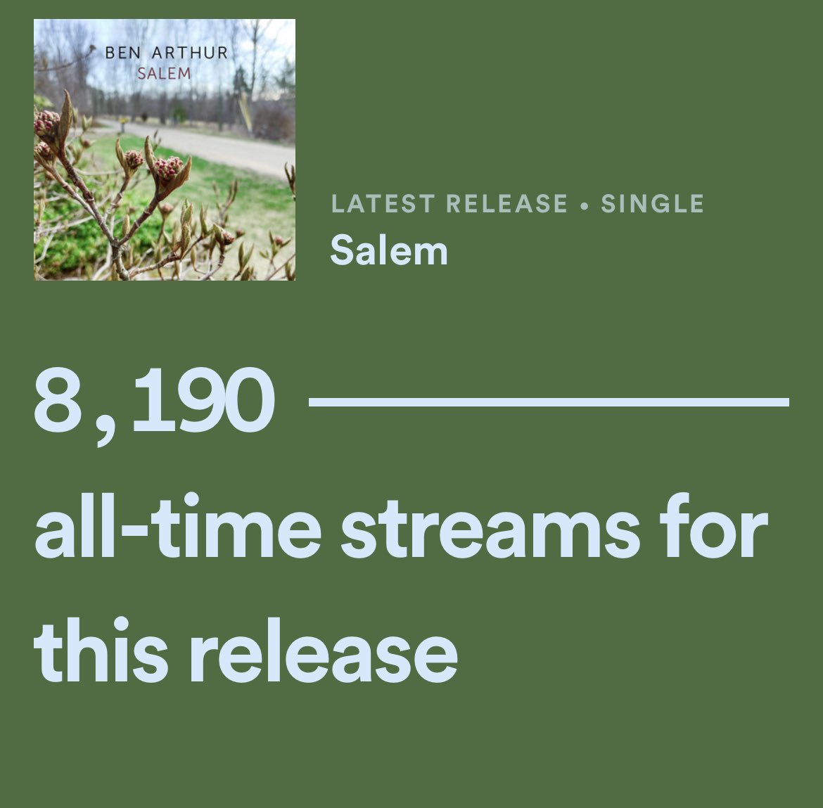 Delighted at how many folks have been listening to my new song, “Salem!” If you haven’t yet, get in there: BenArthur.com/Listen