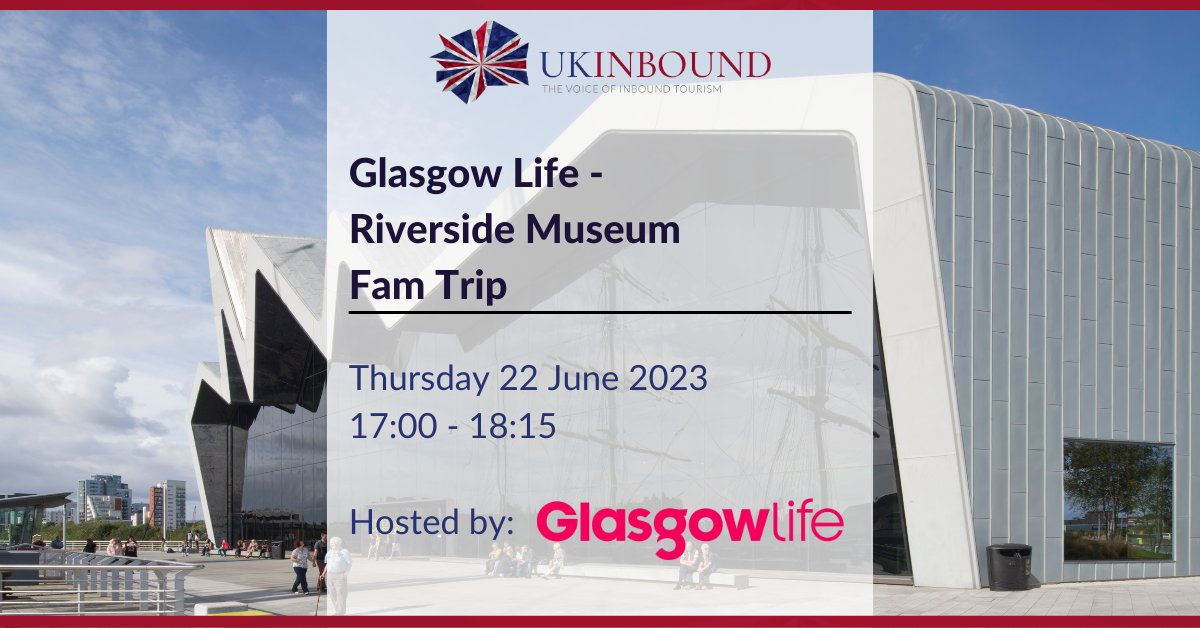 📣BOOK YOUR PLACE📣
We are pleased to invite buyer members to an exciting #famtrip at the Riverside Museum in #Glasgow! Experience the award-winning museum which celebrates the history of travel & transport, located on the banks of the river Clyde.

bit.ly/3WAoFgz