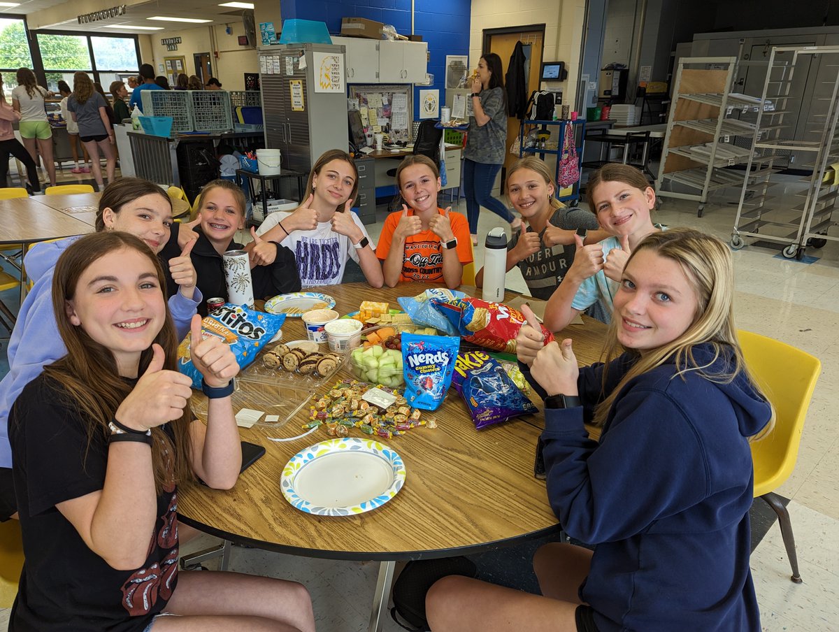 Wilbur_TrimpeMS's tweet photo. The last few days of school bring the best lunches from home! Check out one 7th grade lunch table. Thanks for the snacks! #ThisIsTMS #GoEagles https://t.co/H24yuoS7nv