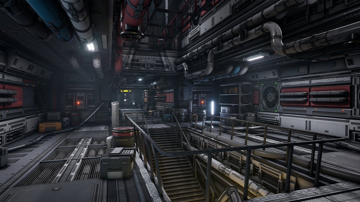 GhostMachine117's tweet image. I really need to start making an effort to post on here more often... Here is my latest environment in #UnrealEngine. I used face weighted normals and decals for everything in the enviro, a workflow that I am fully addicted to now :D More shots up on my artstation! Link in bio