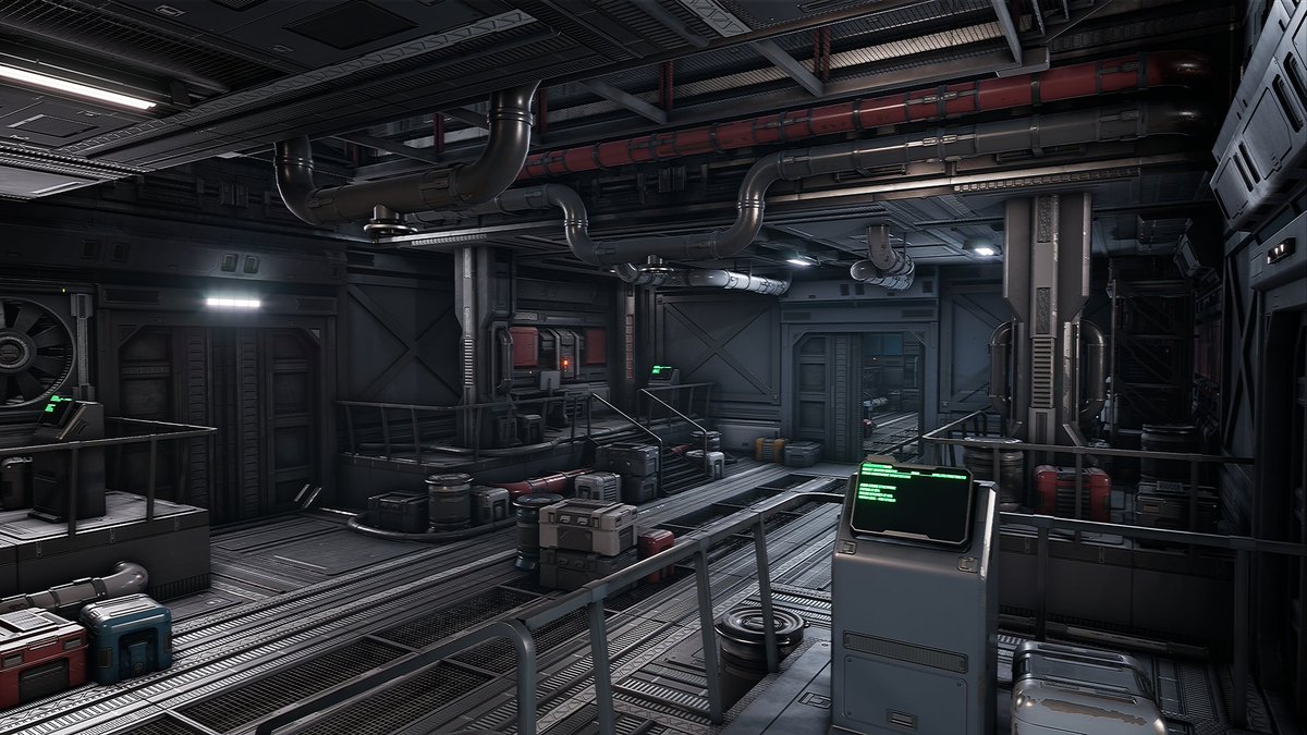 GhostMachine117's tweet image. I really need to start making an effort to post on here more often... Here is my latest environment in #UnrealEngine. I used face weighted normals and decals for everything in the enviro, a workflow that I am fully addicted to now :D More shots up on my artstation! Link in bio