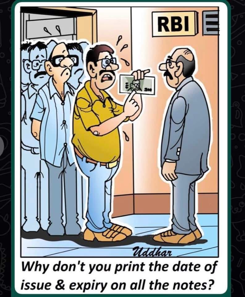 MabrinB's tweet photo. #Rs2000
#demonetisation2
Cartoon of the day 😃
#RBIgovernor
Good idea!
Needs to be implemented, considering that new Currency Notes are introduced and withdrawn at will by this Hindutva Govt.🤣🤣 https://t.co/VpWRgWq9lb