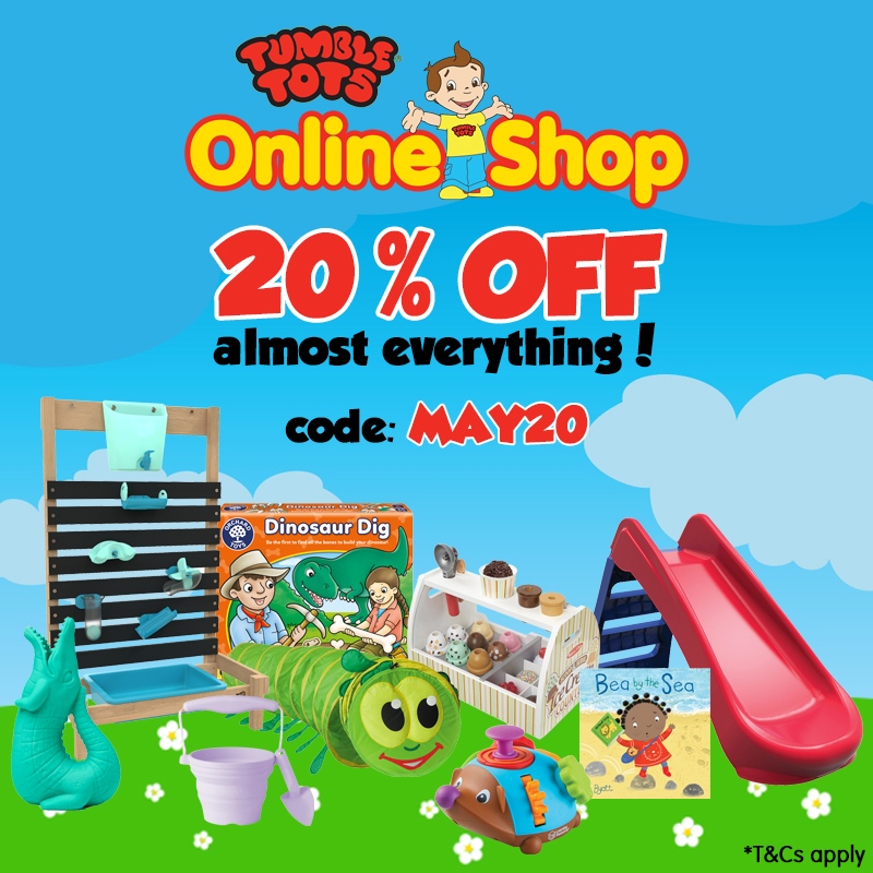20% OFF in May!🙌

Celebrate this bank holiday with 20% off almost everything in our Tumble Tots Online Shop!🛍️

Code: MAY20!

Head over to our website to see what's on offer: tumbletots.co.uk

#tumbletots #kidsactivities #Skillsforlife #activekids #kidsclasses #discount