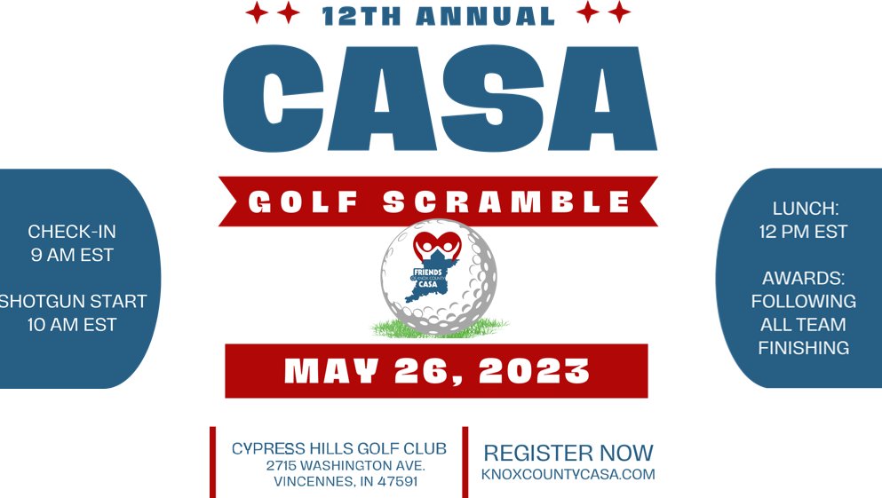 KnoxCountyCasa's tweet photo. Tomorrow is the big day!

Knox County CASA's 12th Annual Golf Scramble will be held tomorrow, May 26th. There will be snacks, drinks, lunch, a lot of golf, a lot of awards, and a lot of fun. We can't wait to see you all there! https://t.co/HXDOH6OaSu