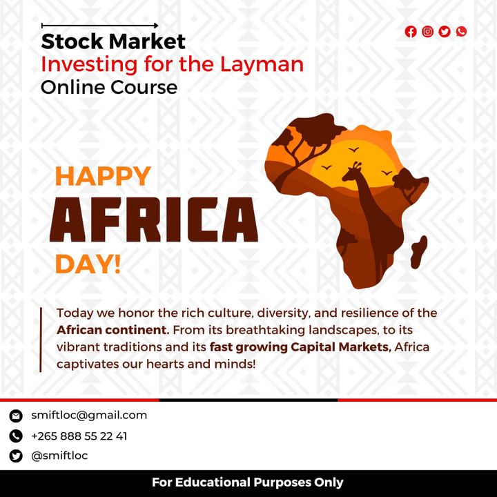 smiftloc's tweet photo. Happy Africa Day🌍 

Today, we honor the rich culture, diversity, and resilience of the incredible continent that is Africa. From its breathtaking landscapes to its vibrant traditions, and fast growing Capital Markets, Africa captivates our hearts and minds.📈❤

#AfricaDay2023 https://t.co/567k4La5tW