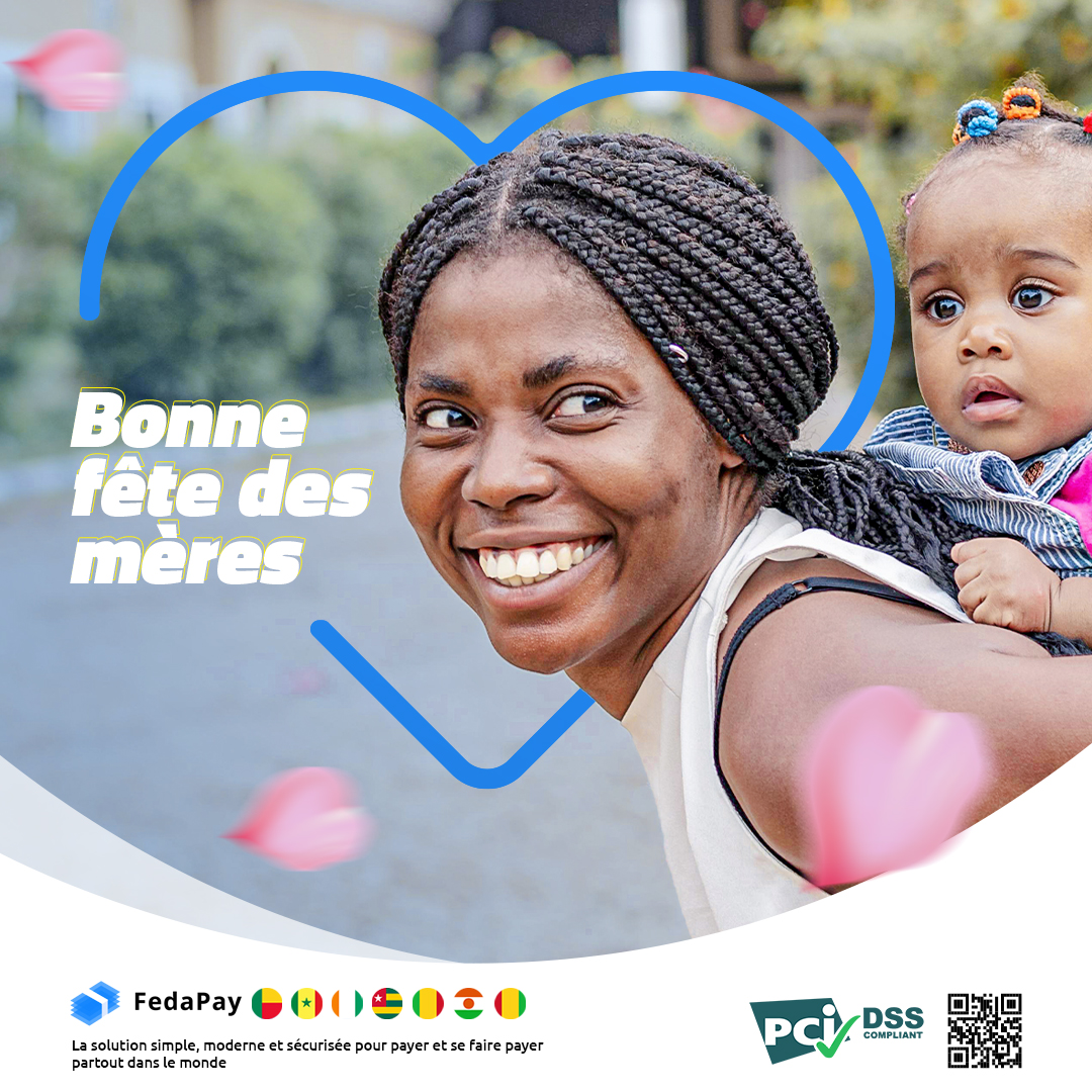 🥳La fête des mères est l'occasion parfaite de célébrer toutes les mamans formidables 👩‍🍼qui apportent amour, soutien et guidance dans nos vies !

💐FedaPay SAS souhaite une bonne fête à toutes les mamans !

❤️nandjinon, min koudo xwé

#fêtedesmères #cadeauxmamans #team229 #Benin