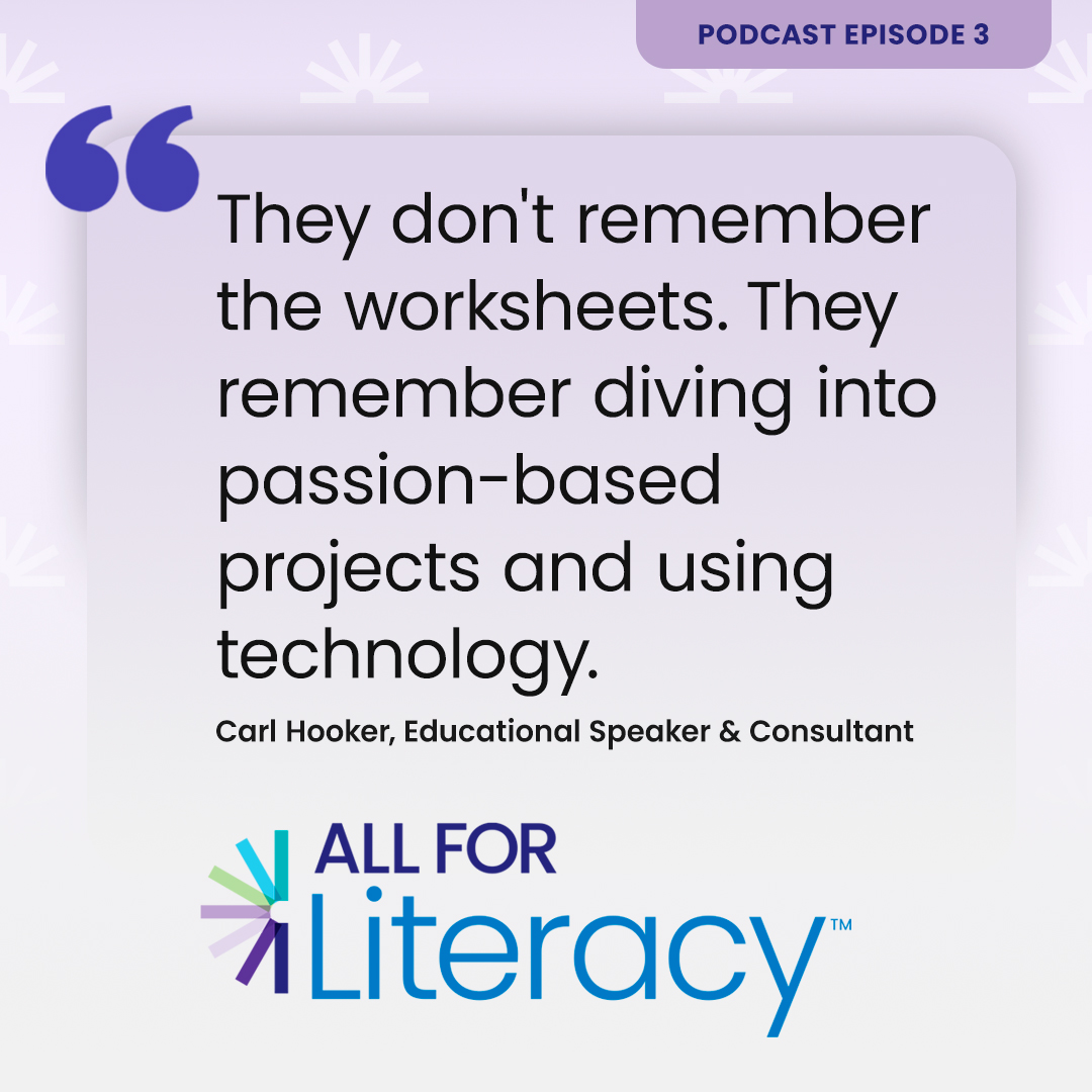 In the 3rd episode of the #AllforLiteracy podcast, @mrhooker & I dive into the use of tech in education. He shares his insights on the intersection of #AI & instruction. 

Listen now to discover how you can use AI in the classroom. 

spr.ly/6012OW9pi