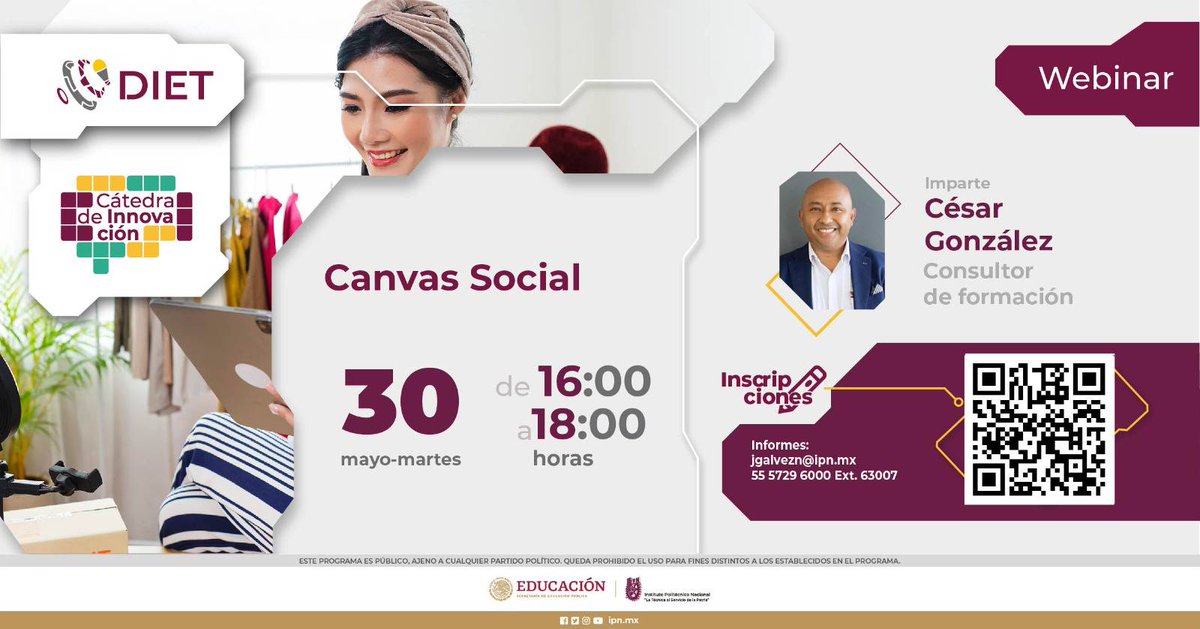 Te invitamos a conocer cómo plasmar una idea de negocio en un documento que te sirva para analizar su viabilidad e impacto social.
📷Regístrate ahora https en://forms.office.com/r/7PKF2XNxg6  o escaneando el QR.
📷30 de mayo, en línea
#Crea #Emprende #Innova #IPN #SIIS