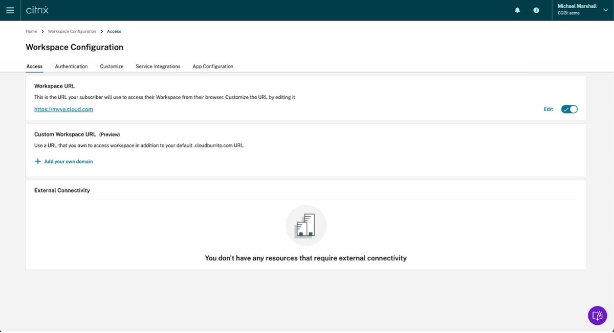 Citrix Workspace now supports custom domains (vanity URLs). So you can have workspace.yourcompanyname.com with #Citrix #DaaS and Workspace (cloud based StoreFront). Try it out and give us feedback: docs.citrix.com/en-us/citrix-w…