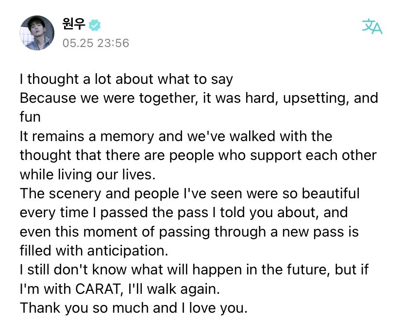 “i still don’t know what will happen in the future but if i’m with carats, i’ll walk again.” my comfort person, i love you :”)