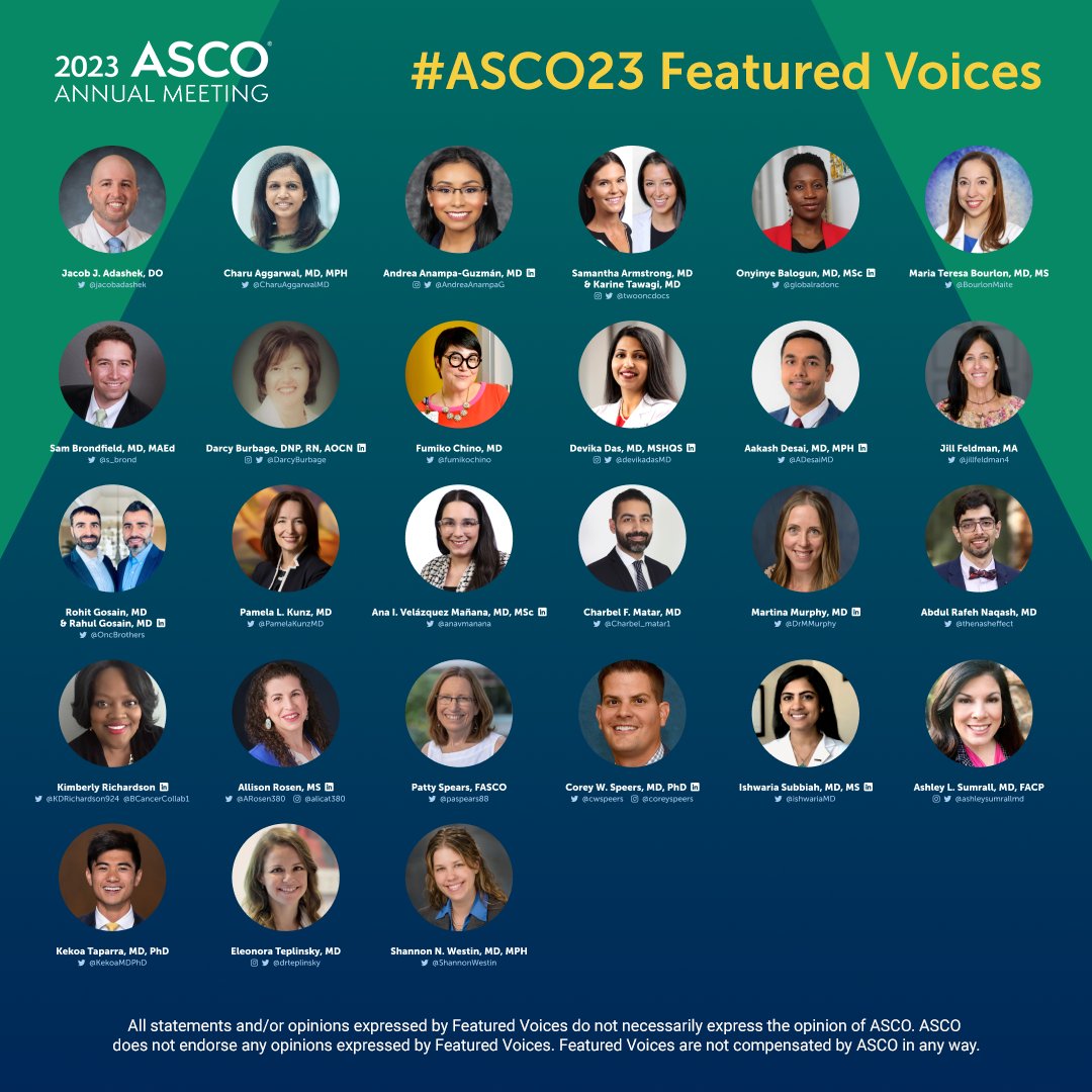 📣 Announcing the #ASCO23 Featured Voices! 🎉 Follow on Twitter, Instagram and/or LinkedIn for a range of expert insights and join the conversation using the official hashtag: #ASCO23 👉 fal.cn/3yxyS