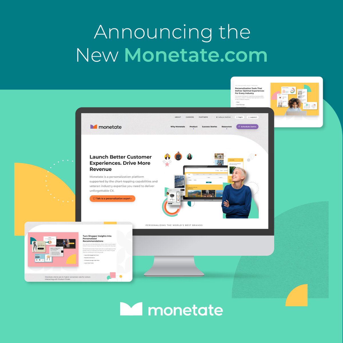 Monetate is pleased to announce the relaunch of Monetate.com including:

📈📊 Interactive Ecommerce Quarterly Benchmarks Portal 

🪄 Personalization Benefits Calculator 

🏆 A collection of Client Success Stories

See how valuable 💰 💰 it can be to build a better CX.