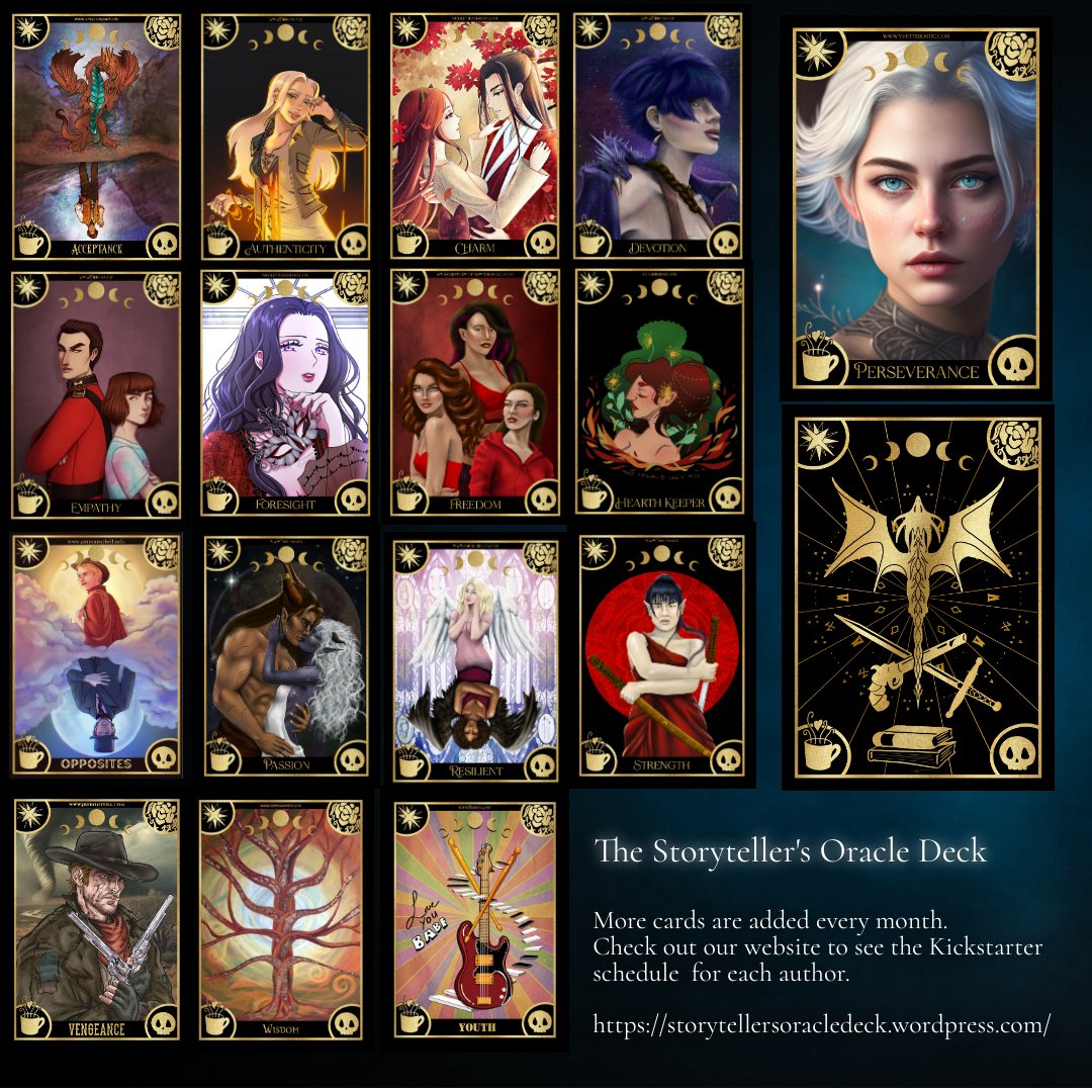 Storyteller's Oracle Cards are only available through the participating authors' Kickstarter Campaigns. storytellersoracledeck.wordpress.com Check out the Storyteller's website to see a schedule of campaigns and pics of their cards. Here's a little graphic with just a few. #kickstarterreads