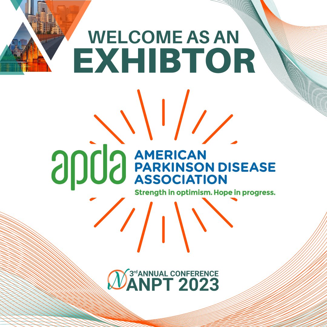 APTANeuroPT's tweet image. ANPT is excited to welcome the American Parkinson Disease Association as an exhibitor at the 2023 ANPT Annual Conference. Learn more about APDA at: apdaparkinson.org 

#APTANeuroPT #2023ANPTAnnualConference #APDA @APDAParkinsons