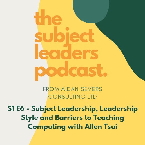 This week's episode of The #SubjectLeadersPodcast is available now!

This one features @TsuiAllen and explores Subject Leadership, Leadership Style and Barriers to Teaching Computing.

You can find it here on your fav platform: linktr.ee/subjectleaders…

Pls rate/share etc&etc 🙏